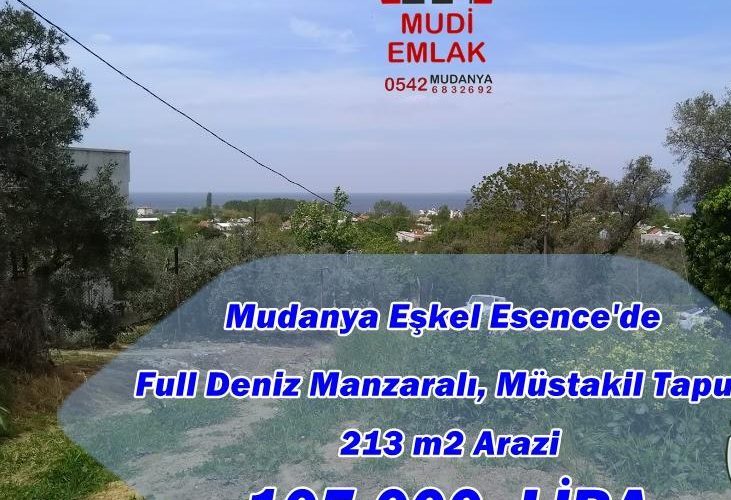 deniz manzaralı arazi Mudanya Eşkel Esence